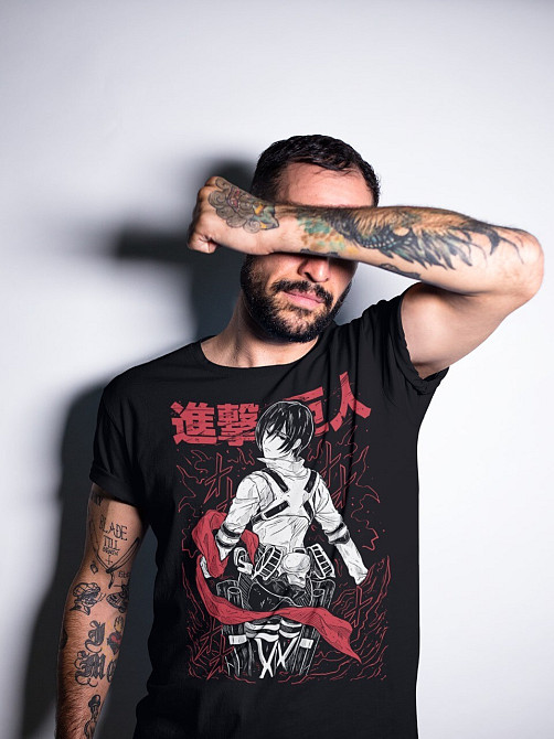 Футболка чоловіча з аніме принтом Атака титанів оверсайз (S/M/L) Чорний AnimeJ0465 Дніпро - фото 3