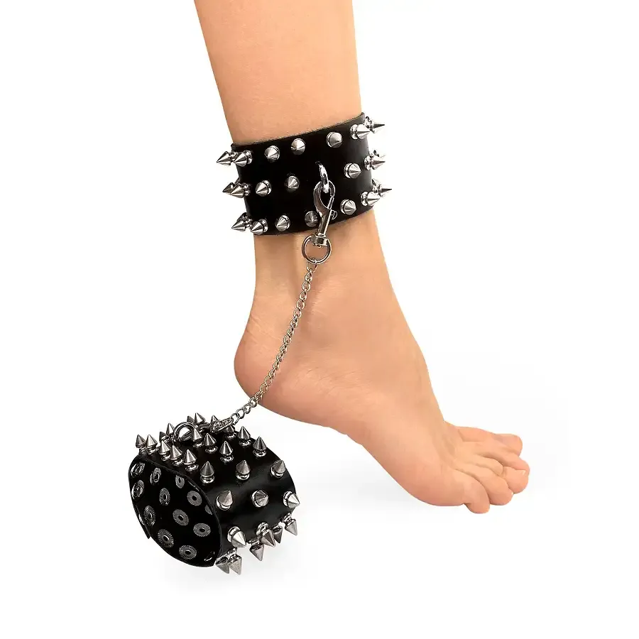 Поножі з шипами з натуральної шкіри Art of Sex, колір чорний Львів - фото 1