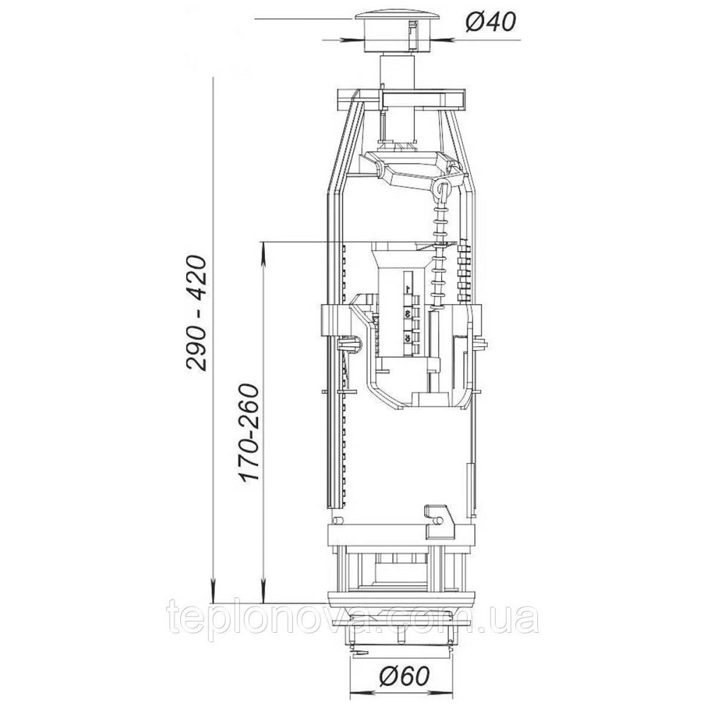 Комплект арматури для зливного бачка з нижньою подачею води 1/2", з одним режимом зливання АБк-12 Чернівці - фото 6