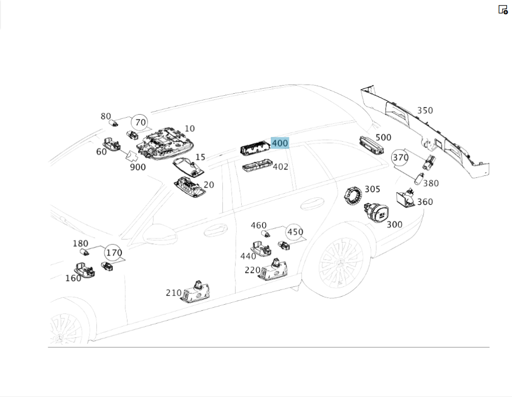 Mercedes-Benz  A2059061901 Плафон задніх пасажирів ліворуч C-Class W205 GLC X253 E-class W213 CLS C257 G-class W463 GLE Coupe C292 EQC N293 V-class W4 Одеса - фото 2