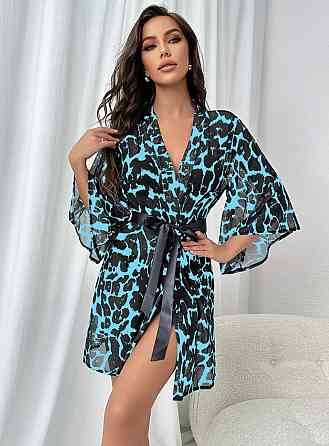 Халат женский прозрачный короткий леопардовый L Киев