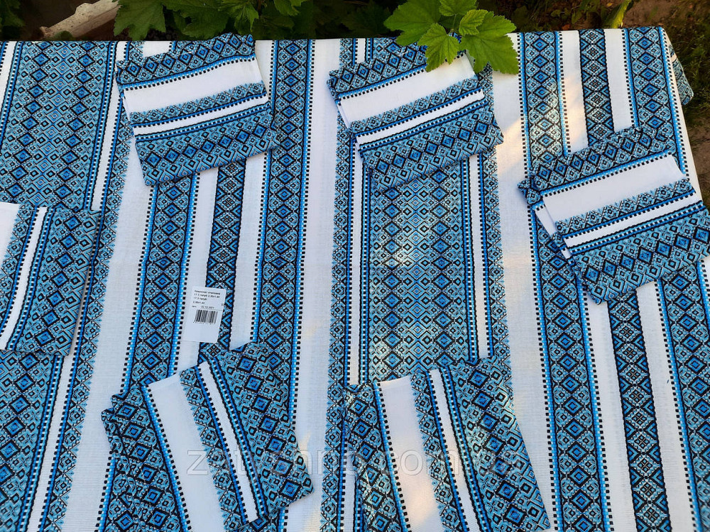 Скатертина вишита в синьому кольорі Київ - фото 7