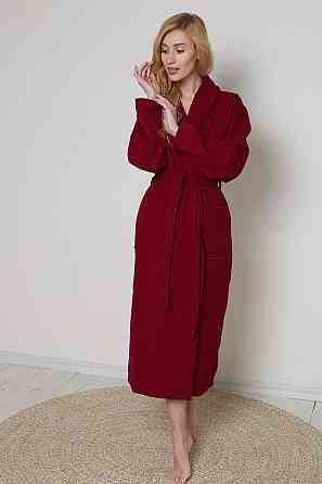 Женский вафельный халат Ideal Textile длинный бордовый (56860619) 3XL Черновцы