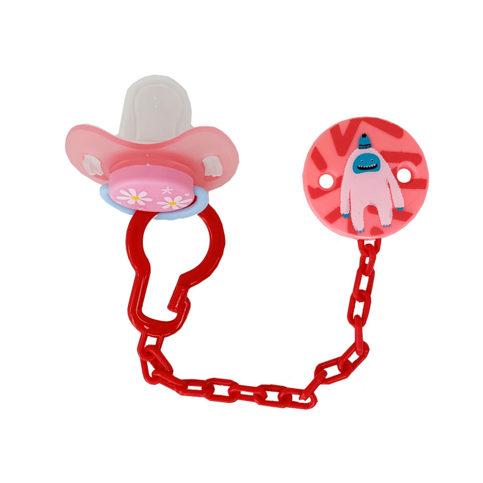 Дитячий набір Ланцюжок з пустушкою MGZ-0502(Red) з кришкою Вінниця - фото 1