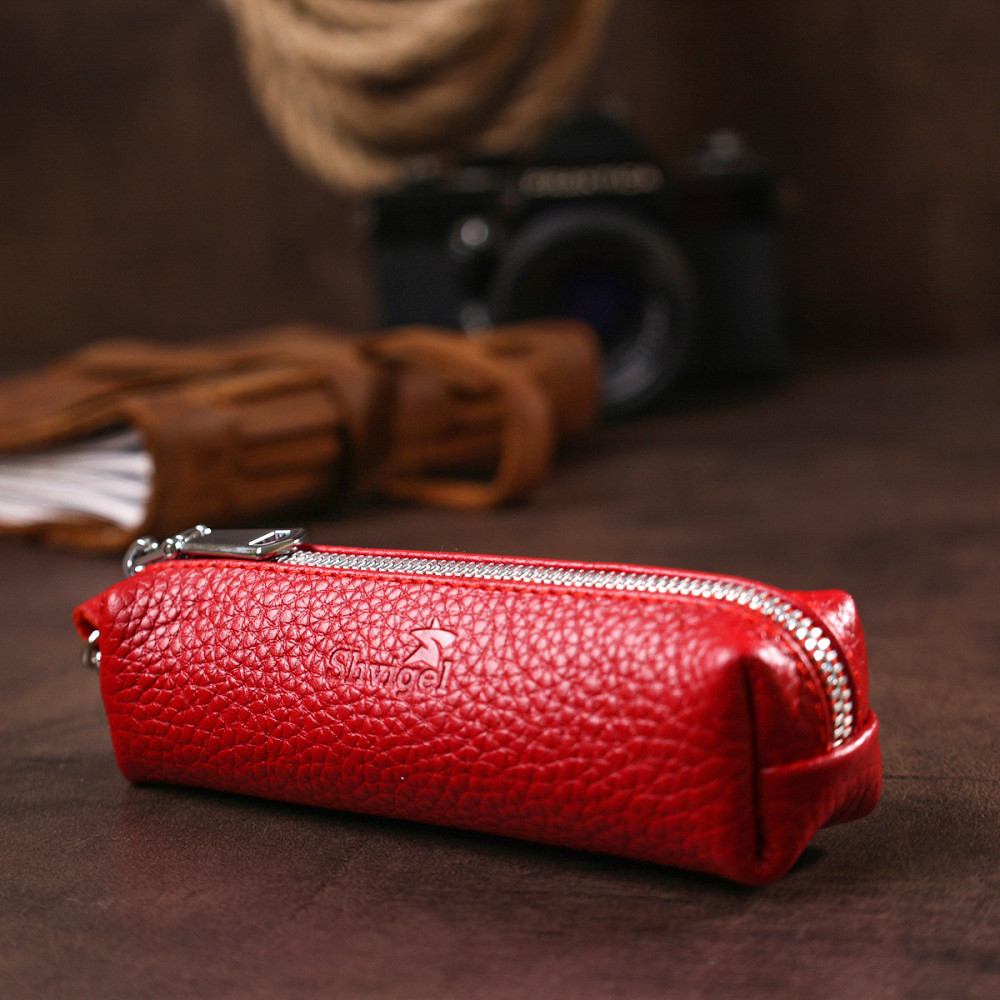 Кожаная женская ключница Shvigel 16537 Красный Киев - изображение 8