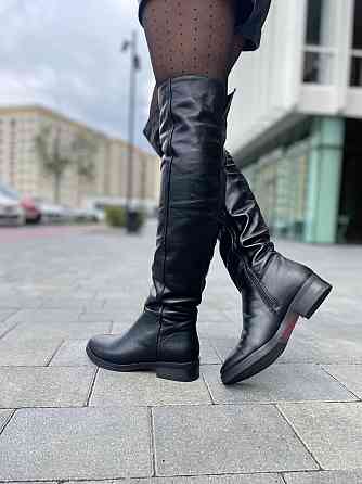Nivelle Ботфорти зимові жіночі шкіряні чорні на низькому ходу, наповнювач вовна 5388/2510 / Чоб Коломыя