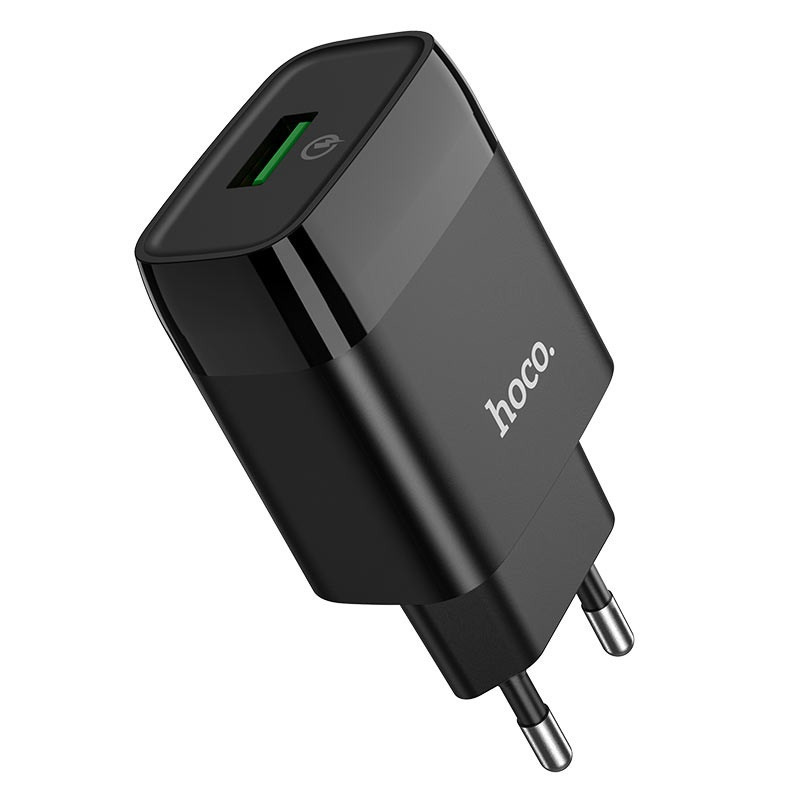 Мережевий зарядний пристрій HOCO C72Q Glorious single port QC3.0 charger 18W Black Київ - фото 1