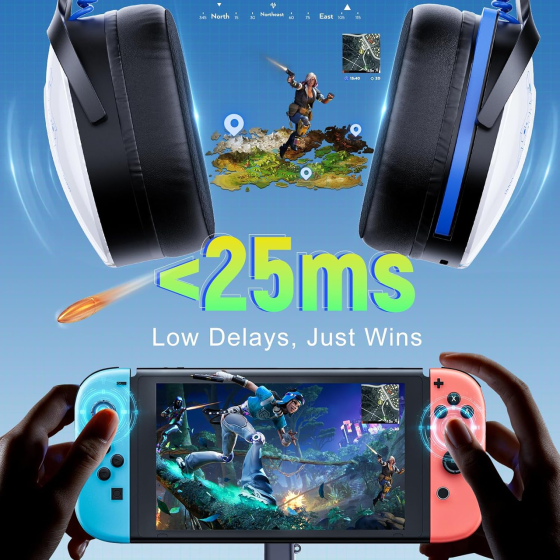 Бездротова ігрова гарнітура PS5 для ПК PS5 PS4 Switch 2,4 ГГц Bluetooth 5.3 акумулятором 40 годин, RGB-підсвічування Київ