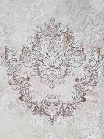 Шпалери вінілові на флізеліні гарячого тиснення DU&KA 1.06х10 вензель основа під штукатурку сірі коричневі Київ