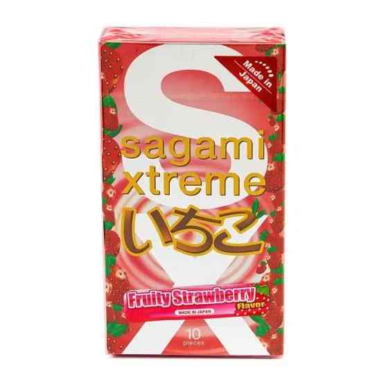 Ультратонкие презервативы Sagami Xtreme Strawberry 0,04 мм (цена за упаковку, 10 шт.) Sex Aura Киев