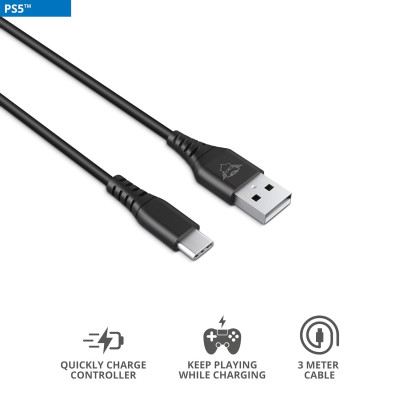 Дата кабель USB 2.0 AM to USB-C 3.0m GXT 226 for PS5 black Trust (24168_TRUST) Винница - изображение 2