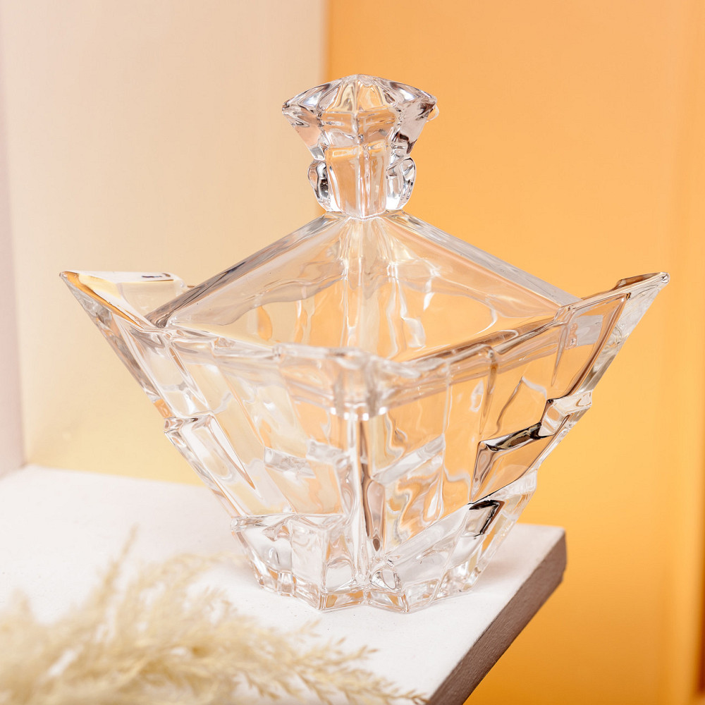 Yiwu Цукорниця з кришкою 10×10×12 см ваза цукорниця квадратна скляна HP-4-118 Киев - изображение 5