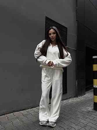 Жіночий зручний теплий костюм із флісу двосторонній Молочний, 46/48 Одеса