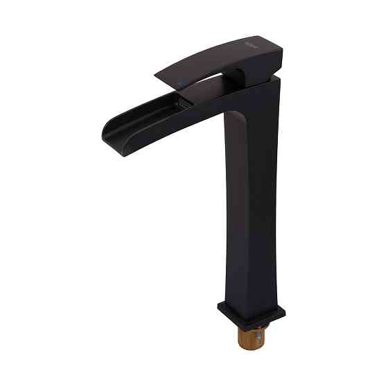 Высокий смеситель для умывальника Koer KB-15007-05 с водопадом, черный (KR3449) Харьков