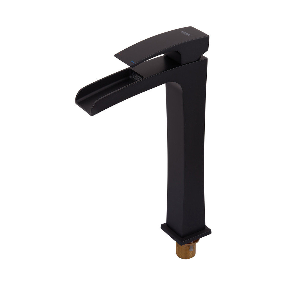 Высокий смеситель для умывальника Koer KB-15007-05 с водопадом, черный (KR3449) Харьков - изображение 3