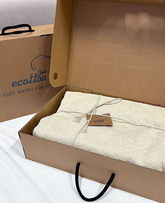 Ecotton Покривало Ecotton Pique 240х230 см натуральне молочний Natural в крафтовій подарунковій Коломия - фото 7