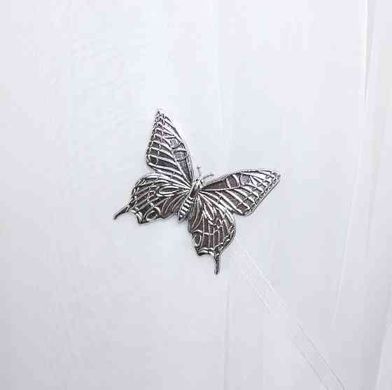 Магниты для штор и гардин (103м) Бабочка набор 2 шт Серебристый (81-014) Киев