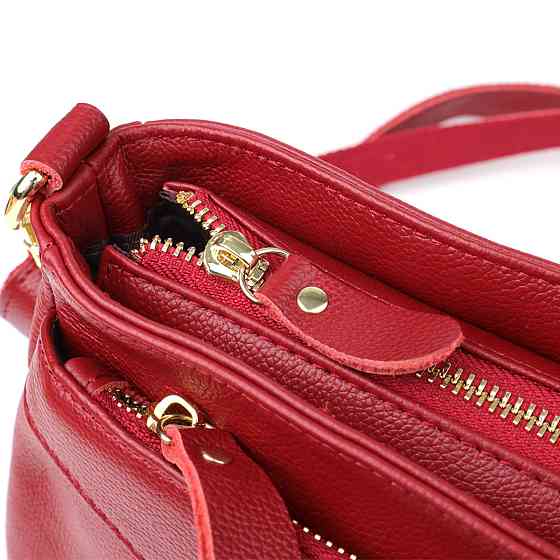 Женская сумка с твердым дном из натуральной кожи Vintage 22982 Красный Киев