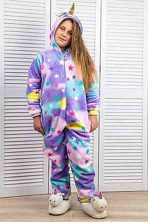 Детская пижама-кигуруми Единорог детский и подростковый, пижама - комбинезон на молнии сиреневый топ Киев