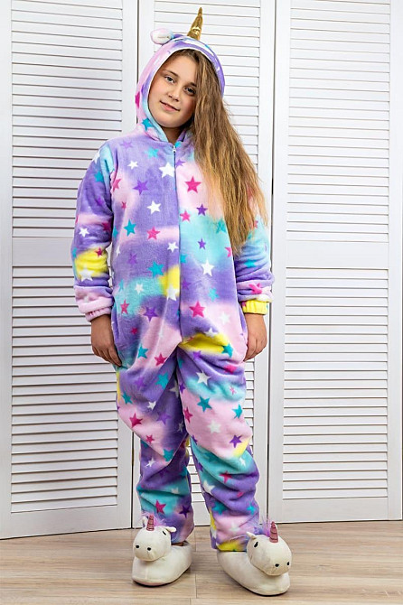 Кігурумі Єдиноріг дитячий і підлітковий, пижама - комбінезон на блискавці бузковий топ Київ - фото 1