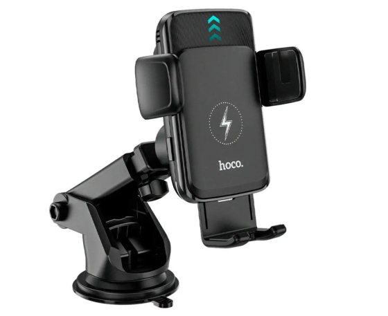 Тримач для телефону Hoco S35 з бездротовою зарядкою (автозахоплення) Чорний Київ