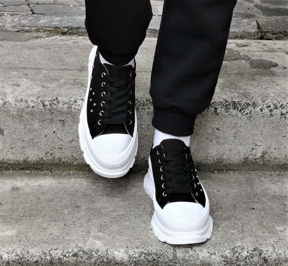 Женские Кроссовки Кеды на Танкетке Чёрные Слипоны Мокасины на Платформе (размеры: 37,38,39,40) - 33-1 Днепр - изображение 5