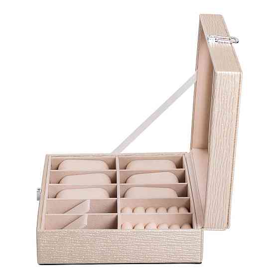 Шкатулка для украшений из эко кожи 25.5×20×7.5 см органайзер для ювелирных изделий HP-5-6GOLD Киев