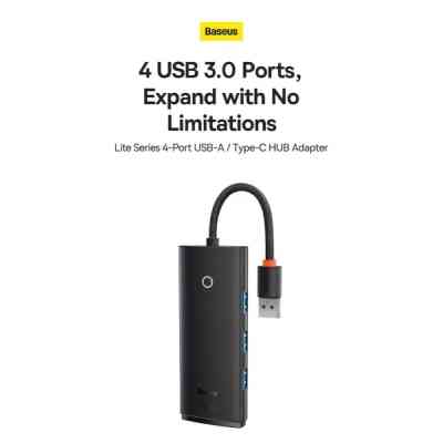 Концентратор Baseus USB-C to 4xUSB 3.0 1.0m black (WKQX030401) Вінниця