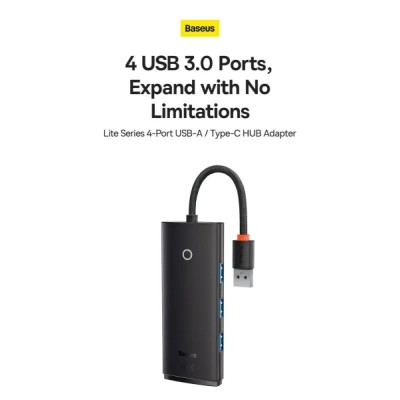Концентратор Baseus USB-C to 4xUSB 3.0 1.0m black (WKQX030401) Вінниця - фото 4