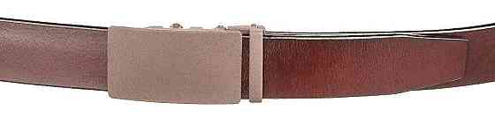 Ремень из натуральной кожи с матовой автоматической пряжкой Коричневый (Vintage) Киев