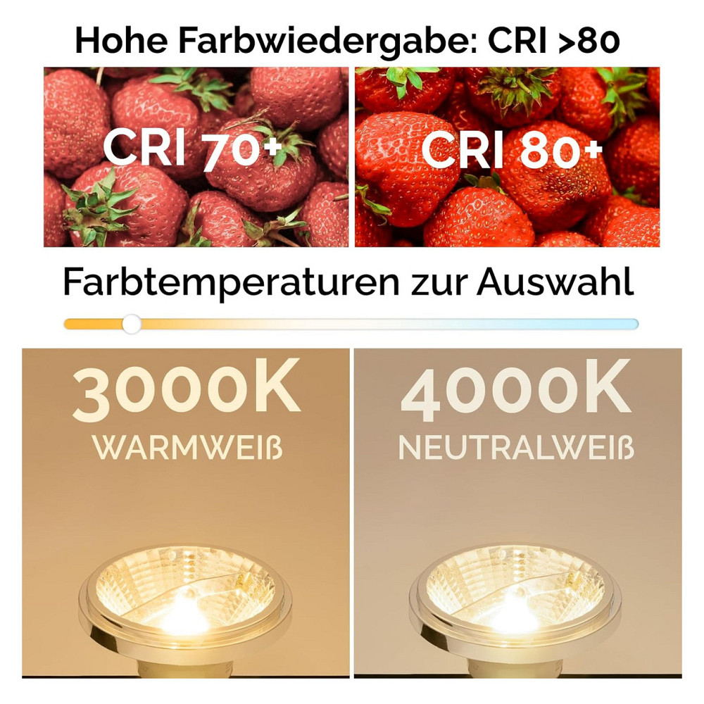 Світлодіодна лампа LED AR111 G53 Lumiled 12V 15W 1521 лм 3000K 24° теплого світла сріблястий не затемнювана Київ - фото 10
