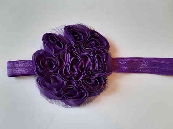 Дитяча пов'язка фіолетова - окружність 42-55см, квітка 8см Київ