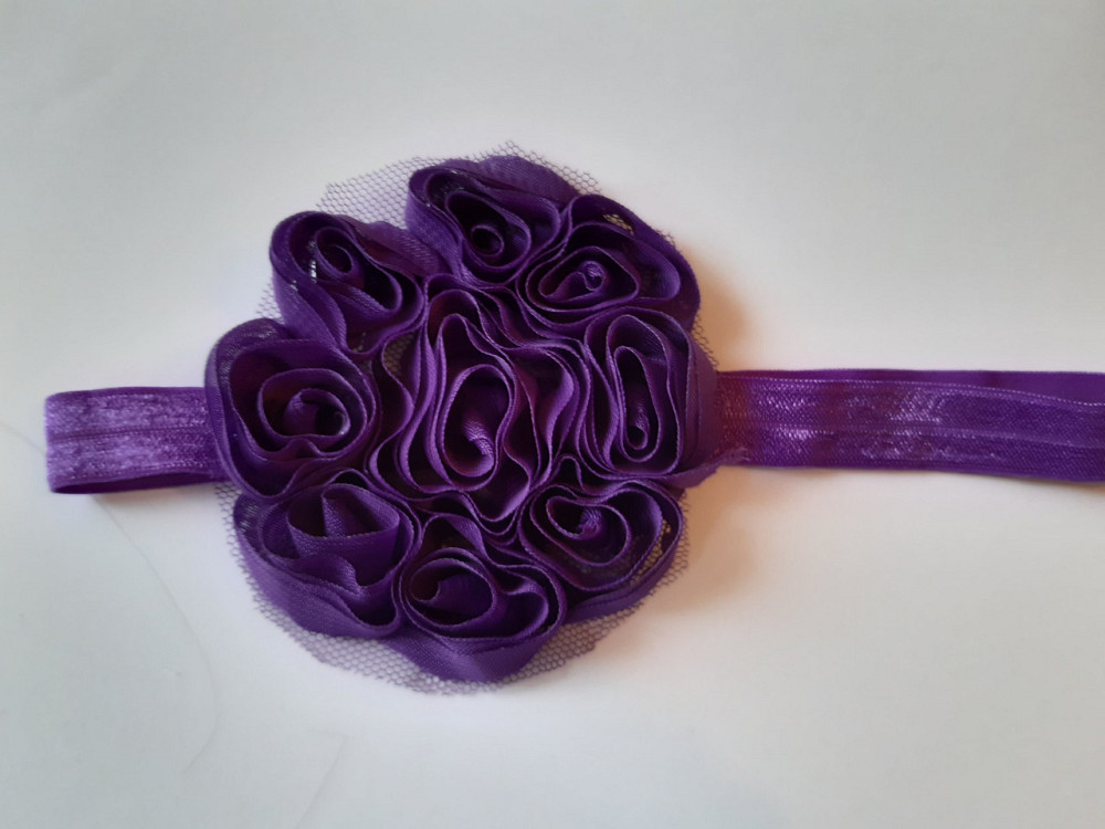 Дитяча пов'язка фіолетова - окружність 42-55см, квітка 8см Київ - фото 1