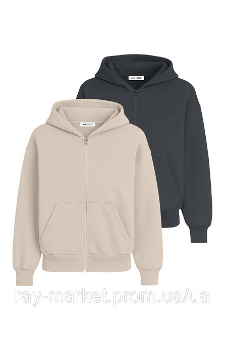 Набір чоловічий худі базове 2шт RAY PREMIUM LOOSE комбінований Бежевий/Темно-сірий (U0409M-Cream-Dark Grey) Київ - фото 1