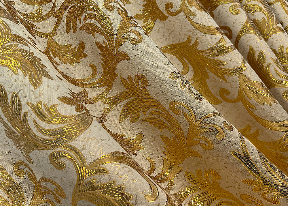 Комплект готовых штор VR-Textil Жаккард Завиток с люрексом № 1645ш Молочный с золотистым 145х170 см 2 шт (35-0266) Киев - изображение 5