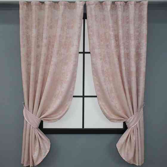 Комплект коротких штор VR-Textil Жакард Sultan YL № 1370ш Блідо-рожевий 130х170 см 2 шт (35-0090) Київ
