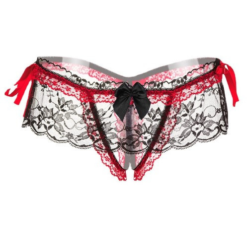 Стрінги з розрізом червоні - розмір універсальний (на резинці),15% нейлон, 85% поліестер Київ - фото 2