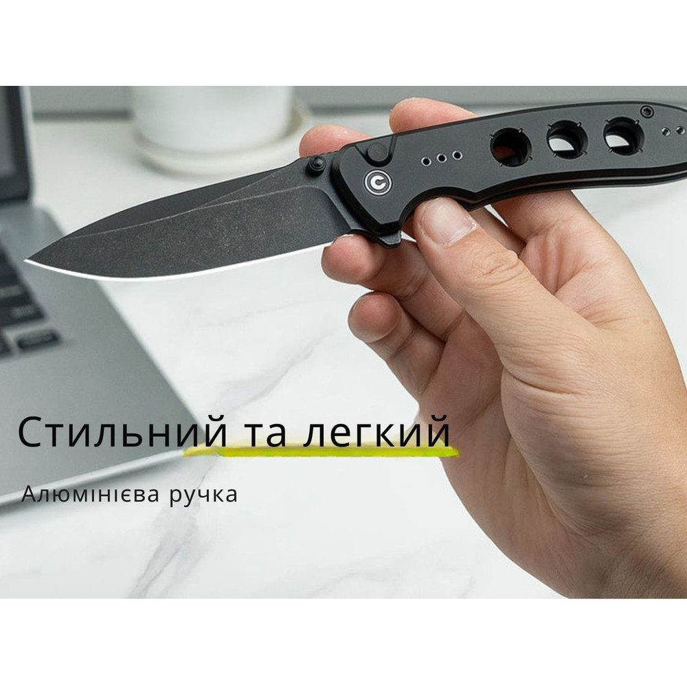 Ніж складаний туристичний Civivi Hyperpulse, (8.9 см) 14C28N / Aluminum чорний Київ - фото 14