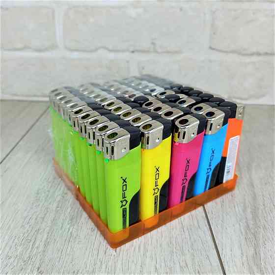 Зажигалка с фонариком Fox Микс уп/50шт Харьков