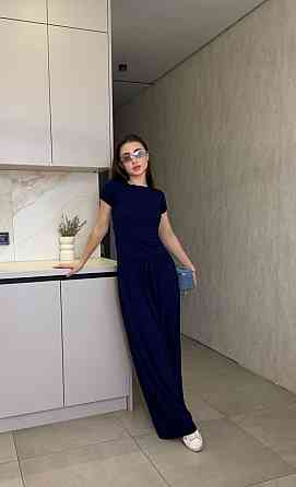 Жіночий базовий прогулянковий костюм, двойка турецький трикотаж віскоза Темно-синій, 42/44 Одеса
