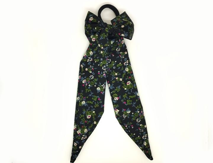 Твіллі бант на резинці чорний із зеленим Київ - фото 1