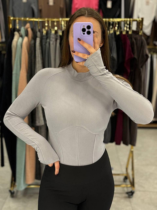 Жіночий базовий теплий боді з турецького мікрофлісу Сірий, 42 Одеса - фото 3