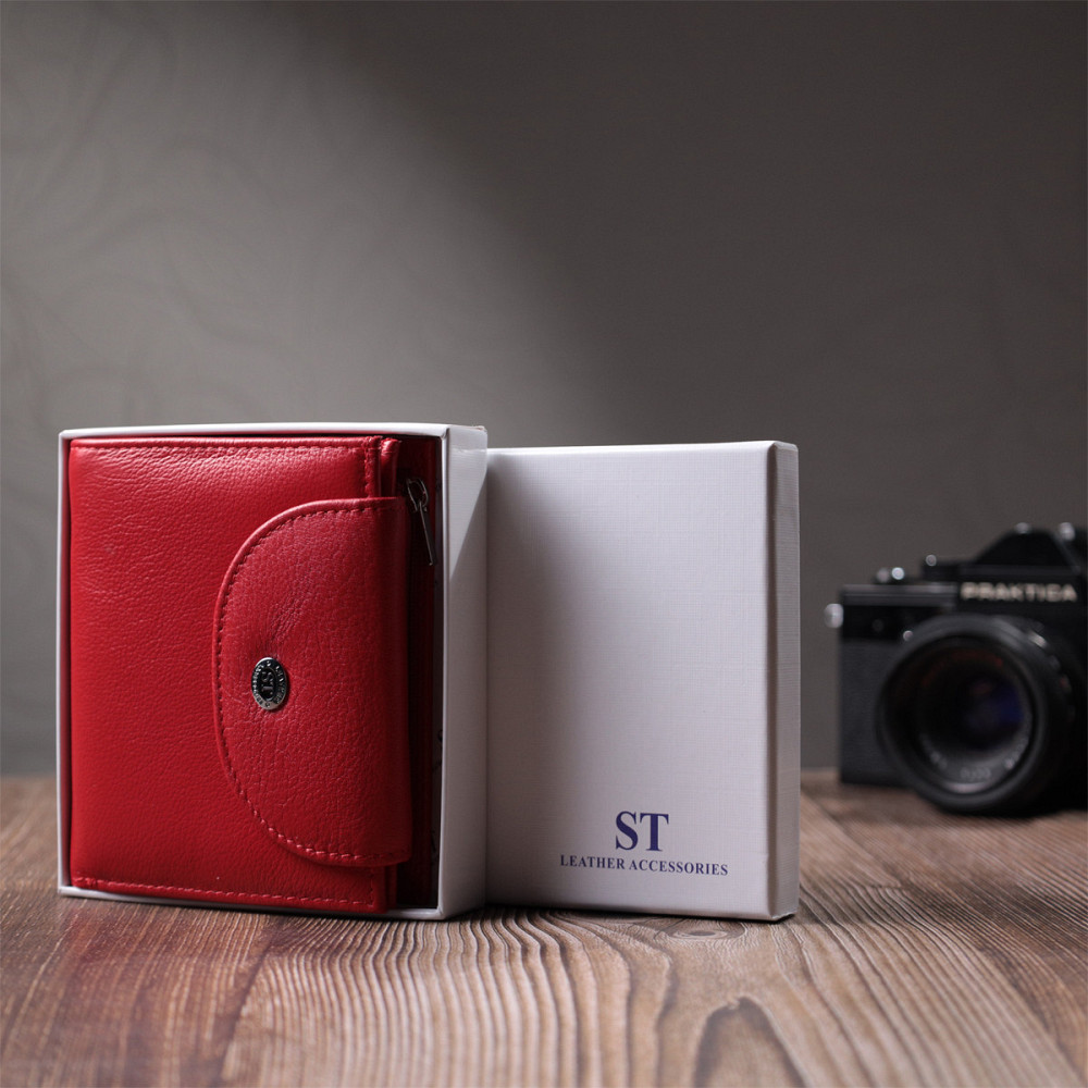 Яркий женский кошелек с монетницей из натуральной кожи ST Leather 22712 Красный Киев - изображение 1