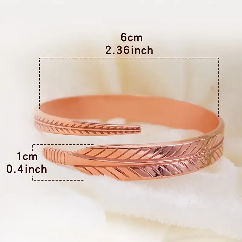 Медный браслет «Перо» — женский, регулируемый, медь 99,9% Киев - изображение 8