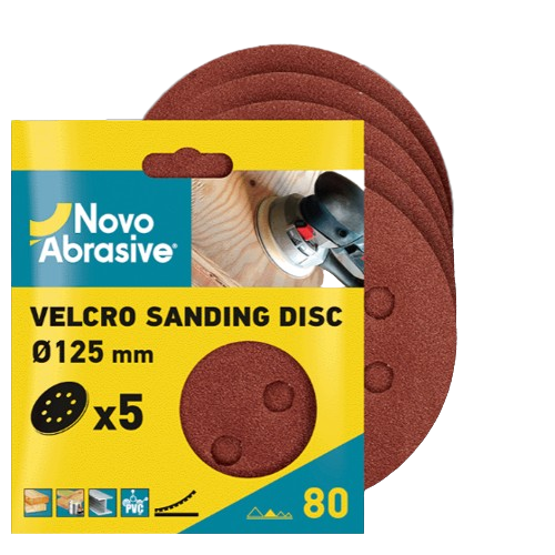 Круг самозачіпний d225мм P180 з отворами GLS5  5 шт/уп NovoAbrasive Житомир - фото 4