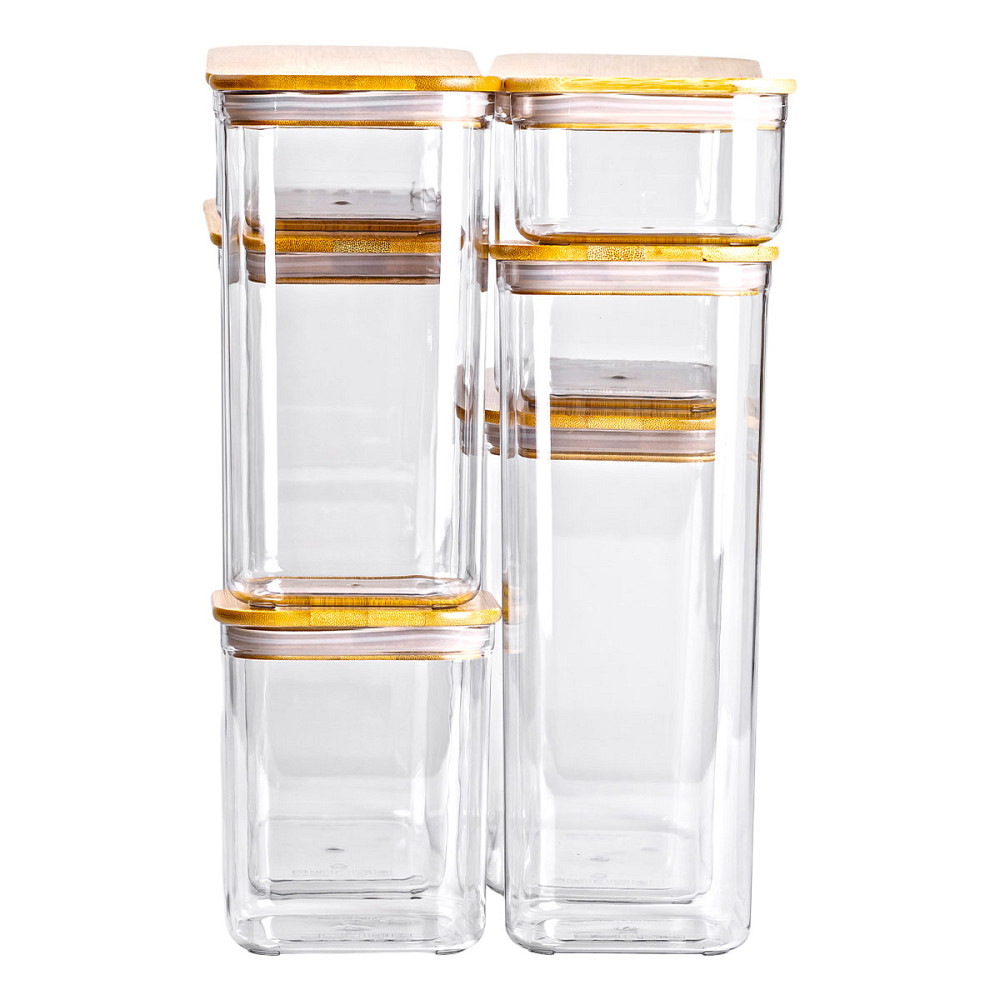 Yiwu Набір банок для сипучих продуктів 8 штук ємності з бамбуковою кришкою HP-1303 Киев - изображение 4