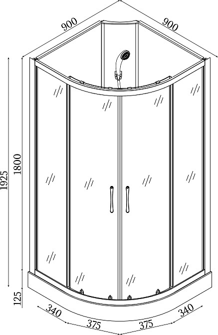 Душовий бокс півкруглий без даху SAN L90GBS (L90B) BRAVO (3уп.) Тернополь - изображение 7