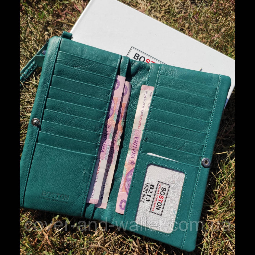 Стильний жіночий шкіряний гаманець клатч бірюзового кольору Boston B 213 Київ - фото 3