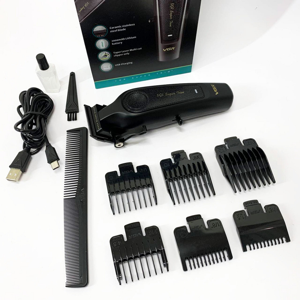 Електрична машинка для стрижки з насадками VGR, Професійний тример з насадками, Тример для скронь JQ-74 Львів - фото 2