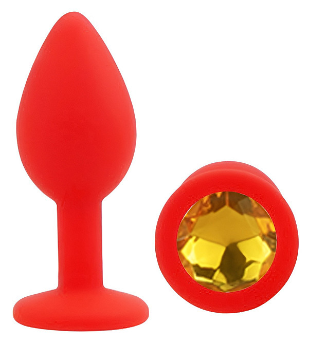 Силіконова анальна пробка EGZO - Silicone Red Round Plug Yellow, size S Sex Aura Київ - фото 2